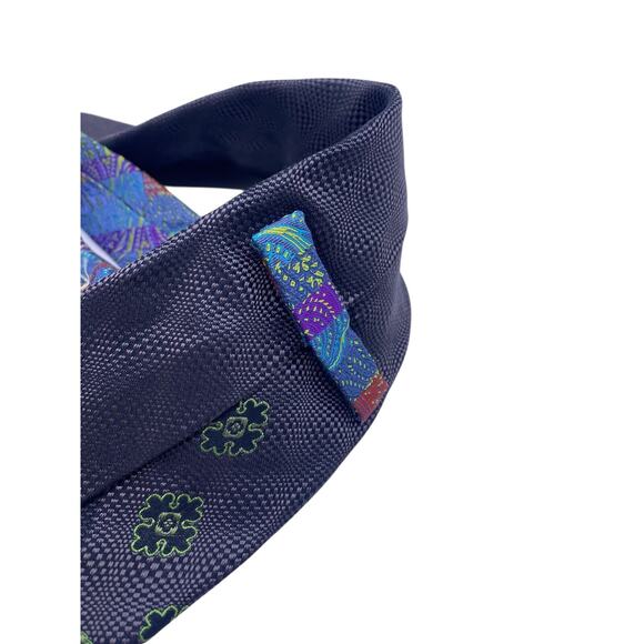 Robert Graham Tie 100% Silk Textured Blue Green Geometric Floral Designer Preppy - Picture 8 of 10